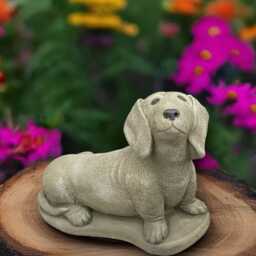 Stone Dachshund Statue Concrete Sculpture Outdoor Animal Decoration Dachshund Lover Gift Handmade Front Door Decor Gift - thumbnail 1