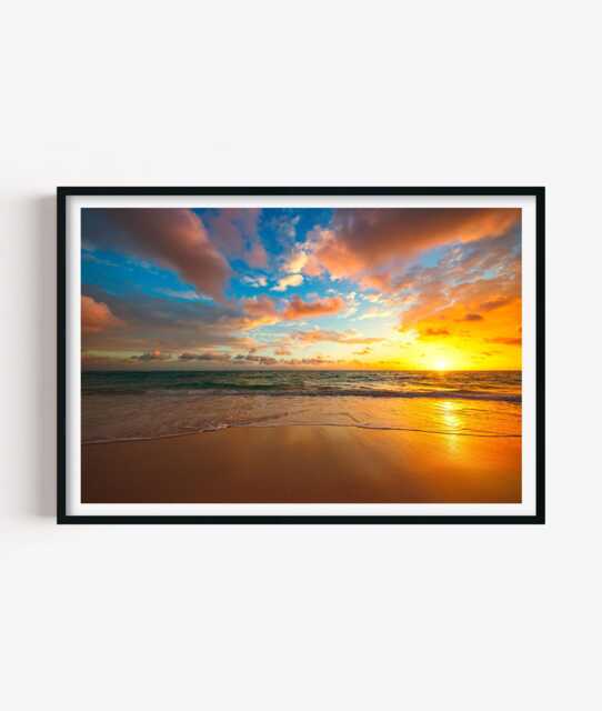 Beach Sunset Photography Print, Coastal Ocean Wall Art Poster, Seaside Home Decor - image 1