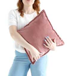 Dusky Rose Decorative Velvet Cushion With Flange Edging