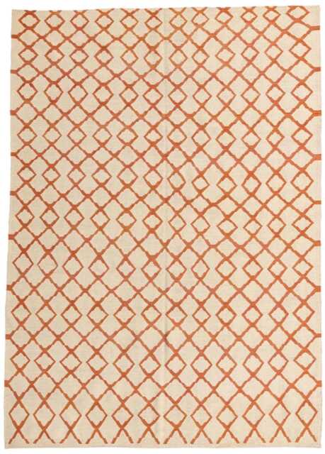 Handmade Red Wool Kilim Rug Geometric Boho Area Carpet - image 1