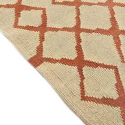 Handmade Red Wool Kilim Rug Geometric Boho Area Carpet - thumbnail 4