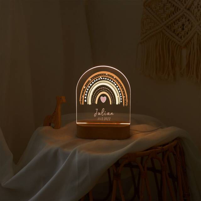 Personalized Rainbow Night Light, Kid's Bedroom Decor, Children's Light Baby Gift, Birth Christening Gifts Birthday Gift - image 1