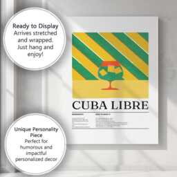 Minimalist Cuba Libre Cocktail Recipe Kitchen Print Canvas Wall Art Decor Picture Ready To Hang - thumbnail 3