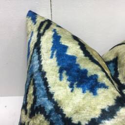Handwoven Ikat Silk Pillow Cover, Modern Home Decor - 16x16 - thumbnail 3