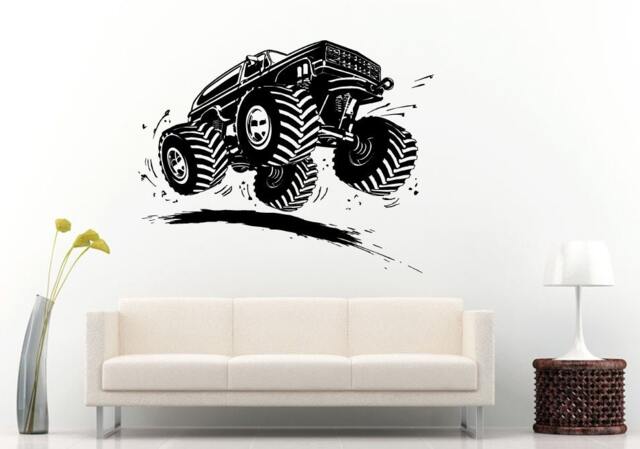 Monster Truck Jumping Wall Decal Vinyl Sticker Mural Room Decor L829 - image 1