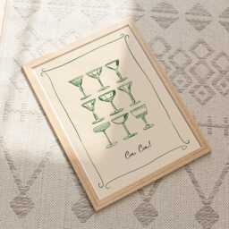 Cin Trendy Champagne Print - Cocktail Art For Kitchen Italian Quote Beige Dining Room Wall Decor Neutral Apartment - thumbnail 3
