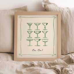 Cin Trendy Champagne Print - Cocktail Art For Kitchen Italian Quote Beige Dining Room Wall Decor Neutral Apartment - thumbnail 1