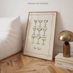 Cin Trendy Champagne Print - Cocktail Art For Kitchen Italian Quote Beige Dining Room Wall Decor Neutral Apartment - thumbnail 2