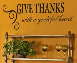 Give Thanks With Grateful Heart Kitchen Dining Room Home Religious Prayer Vinyl Decor Art Quote Decal Wall Decoration Lettering Sticker Ki39 - thumbnail 1