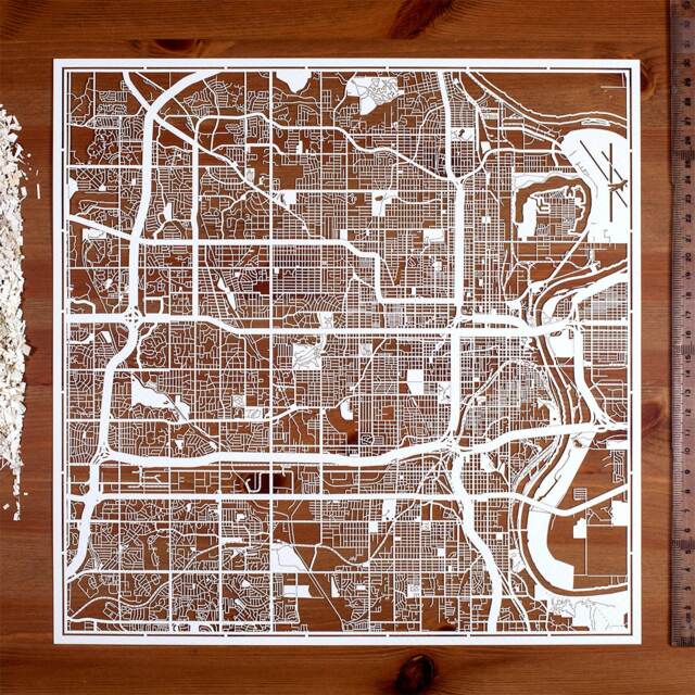 Paper Cut Map Omaha, Lincoln, Ne 12??12 In. Art Ideal Gifts - image 1