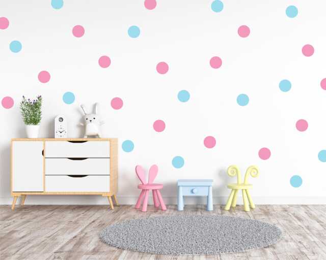 Blue & Pink Polka Dot Wall Decals Nursery Playroom Decor - image 1
