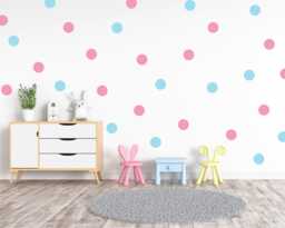 Blue & Pink Polka Dot Wall Decals Nursery Playroom Decor - thumbnail 1