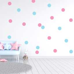 Blue & Pink Polka Dot Wall Decals Nursery Playroom Decor - thumbnail 2