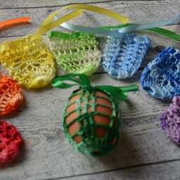 Crochet Easter Egg Cover, Set Of 8 Hand Crocheted Eggs Decoration Rainbow Colors - thumbnail 2
