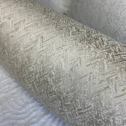 "Cream Gold Bolster Cushion Cover - Bella Herringbone Designer Fabric 16""x6" - thumbnail 3