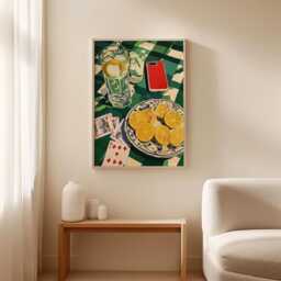 Mediterranean Still Life Poster, Lemon Table Scene Wall Art - thumbnail 2