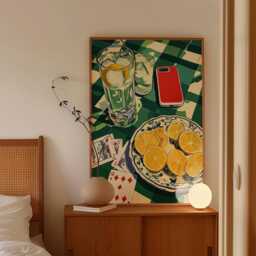Mediterranean Still Life Poster, Lemon Table Scene Wall Art - thumbnail 3