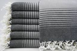"Black & Gray Towel, Turkish Bath Towel, Peshtemal Towel, , 40""x60"