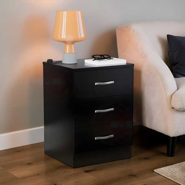 3 Drawer Bedside Cabinet, Wooden Chest Of Drawers, Small Storage Unit - image 1