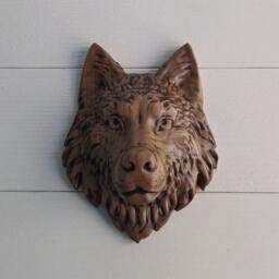 Wolf Head Of Wood, 1Pc, Carved Wolf, Wall Art, Decor, Hanging - thumbnail 3