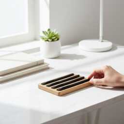 Hardwood Pen Tray For Fountain Pens & Pencils, Minimalist Wooden Desk Organizer, Modern Accessory Holder