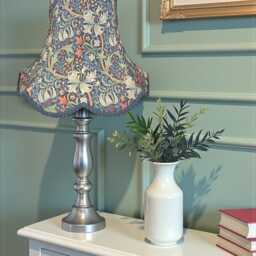 William Morris Golden Lily Jewel Fabric Lampshade Scalloped, Blue Braid - thumbnail 2