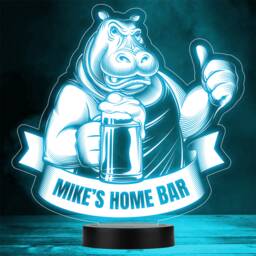 Funny Hippo Holding Beer Glass Pint Home Bar Man Cave Colour Change Night Light