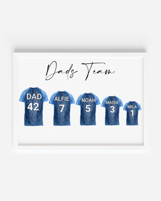 Personalised Football Family Print, Dad's Team Dad Gift, Father's Day Print, Father's Gift, Dad & Children Print - image 1