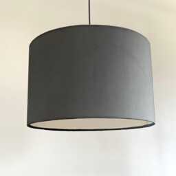 Grey Velvet Drum Lampshade, White Lining, Ceiling Or Bedside Shade