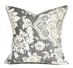 One High Quality Magnolia Pillow Cover, Slate Grey Pillow, Cushion, Decorative Throw Charcoal Pillow