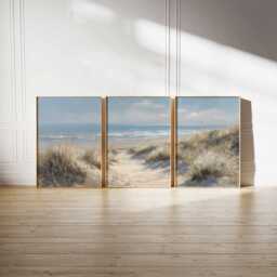 Coastal Dunes Poster Set Of 3 Earth Tone Beach Landscape Wall Art - thumbnail 3