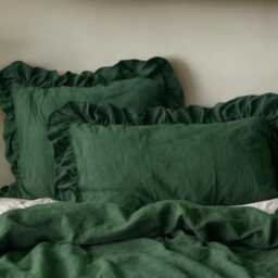 Verdant Triple Ruffles Soft Linen Bedding Set King Queen Duvet Cover With 2 Pillowcases Three Comforter - thumbnail 3