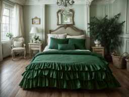 Verdant Triple Ruffles Soft Linen Bedding Set King Queen Duvet Cover With 2 Pillowcases Three Comforter - thumbnail 1