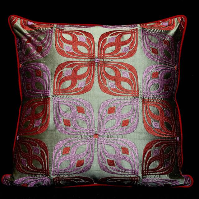 Embroidered Silk Pillow Cover-20 - image 1