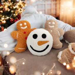 Handmade Teddy Fabric Snowman Pillow Christmas Holiday Decor - thumbnail 3
