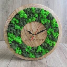 Personalized Logo Office Wall Clock, Scandinavian Moss Decor For Home, Wood Gift Boss - thumbnail 2