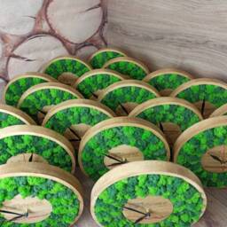 Personalized Logo Office Wall Clock, Scandinavian Moss Decor For Home, Wood Gift Boss - thumbnail 4