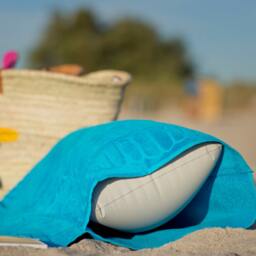 Sandori Beachrelaxer?? Beach Towel Sheet Bath With A Removable Pillow - Aqua - Turquoise 100% Cotton Velour - thumbnail 2