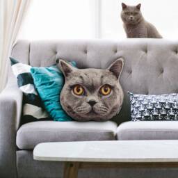 Cat Face Cushion - Approx 30cm - thumbnail 2