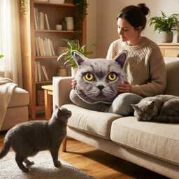 Cat Face Cushion - Approx 30cm - thumbnail 4