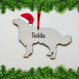 Personalised Border Collie Christmas Ornament Hand-Painted Santa Hat - thumbnail 2