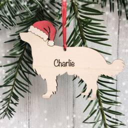 Personalised Border Collie Christmas Ornament Hand-Painted Santa Hat - thumbnail 4