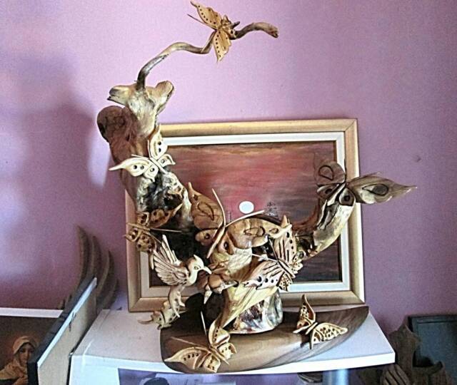 Butterfly, Butterfly Sculpture, Carving, Butterflys Family, Humming Bird Home Decor, House Warming, Unique Gift - image 1