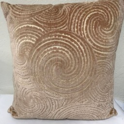 One-Of-A-Kind Couture Euro Pillow - Peach Velvet Chenille With Blush Feather & Rhinestone Trim - thumbnail 4