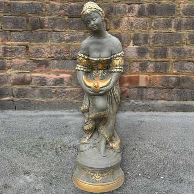 Bronze Woman With Bird Statue Concrete Lady Figurine Elegant Stone Sculpture Handmade Cement Garden Art Outdoor Decoration Lovers Gift - image 1
