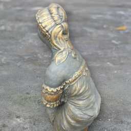 Bronze Woman With Bird Statue Concrete Lady Figurine Elegant Stone Sculpture Handmade Cement Garden Art Outdoor Decoration Lovers Gift - thumbnail 4
