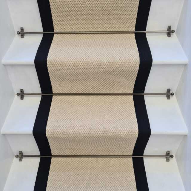 Angel Cream Stair Runner With 100% Cotton Black Border - image 1