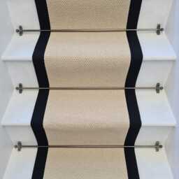 Angel Cream Stair Runner With 100% Cotton Black Border
