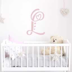 Love Letters - Vinyl Wall Decal Personalized Monogram Letter Initial Sticker Heart Lettering Fun Baby Girls Nursery Kids Room - thumbnail 3