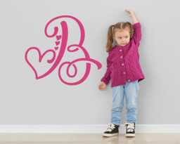 Love Letters - Vinyl Wall Decal Personalized Monogram Letter Initial Sticker Heart Lettering Fun Baby Girls Nursery Kids Room - thumbnail 1